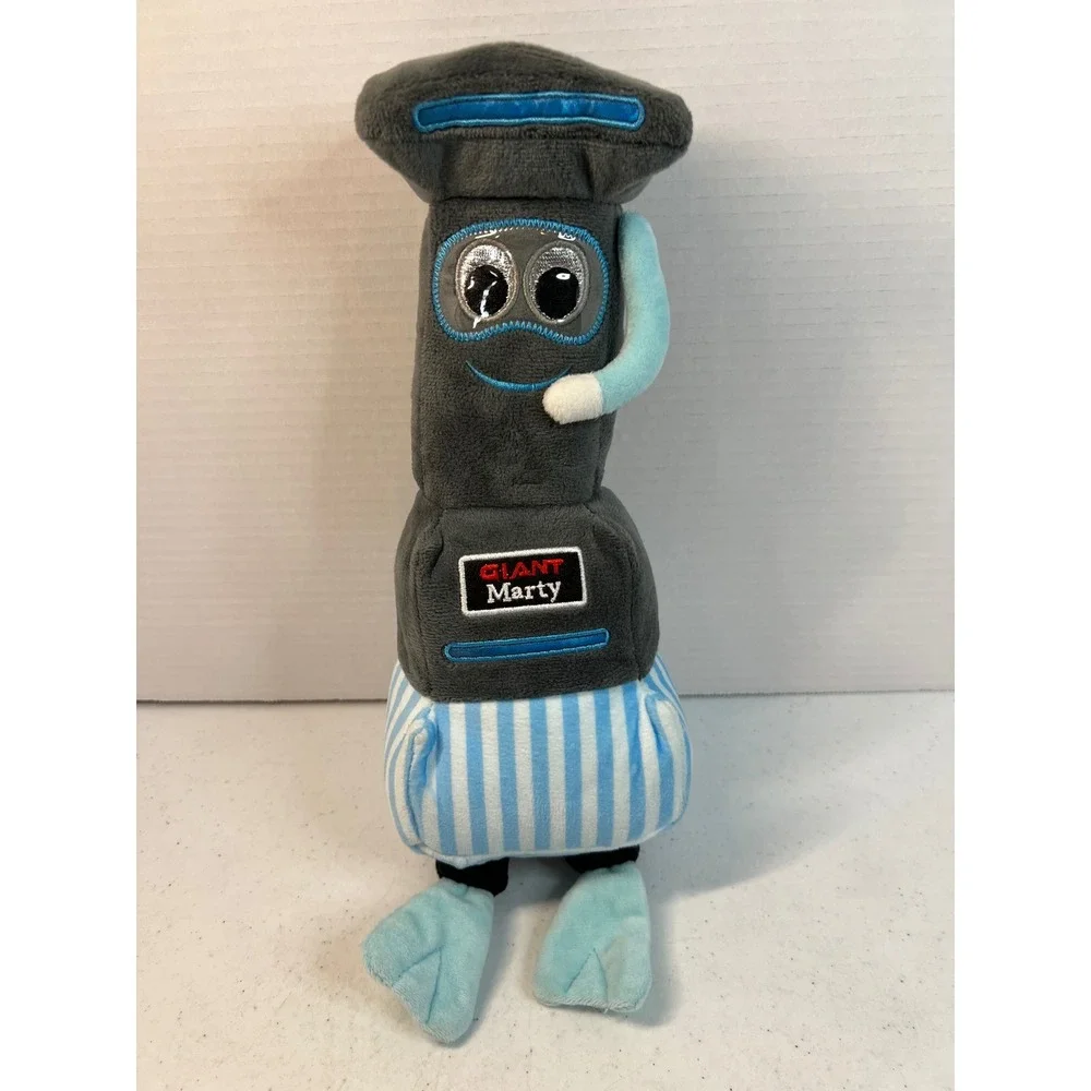 Giant Food Stores Marty the Robot Plush Homerbest Grey Blue Striped 13 Inch